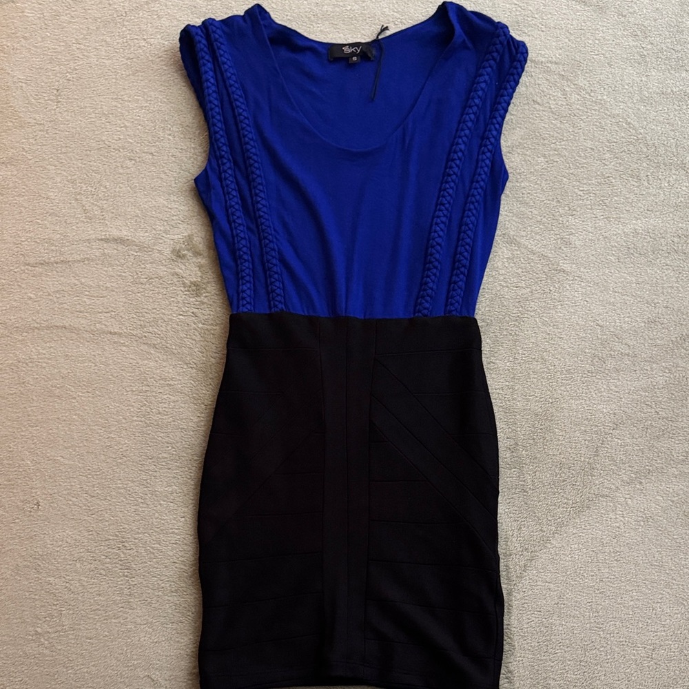 Sky Royal Blue and Black Mini Dress